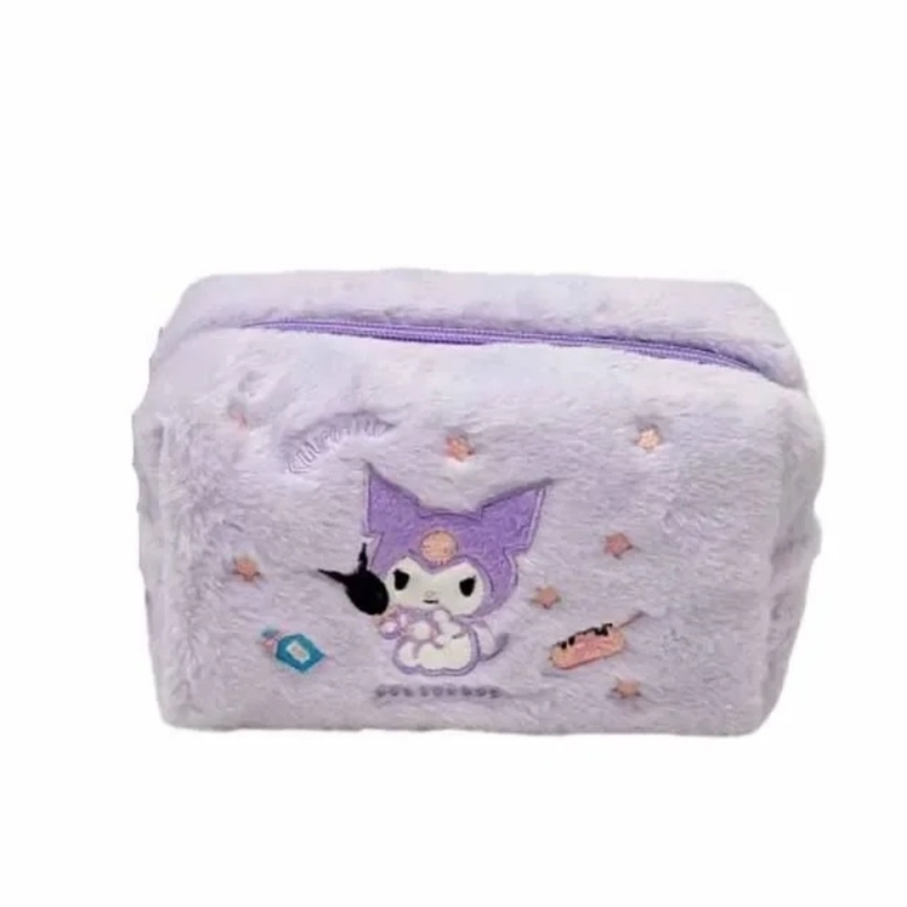 Sanrio Kuromi Plush Lavender Purple Embroidered Makeup Bag